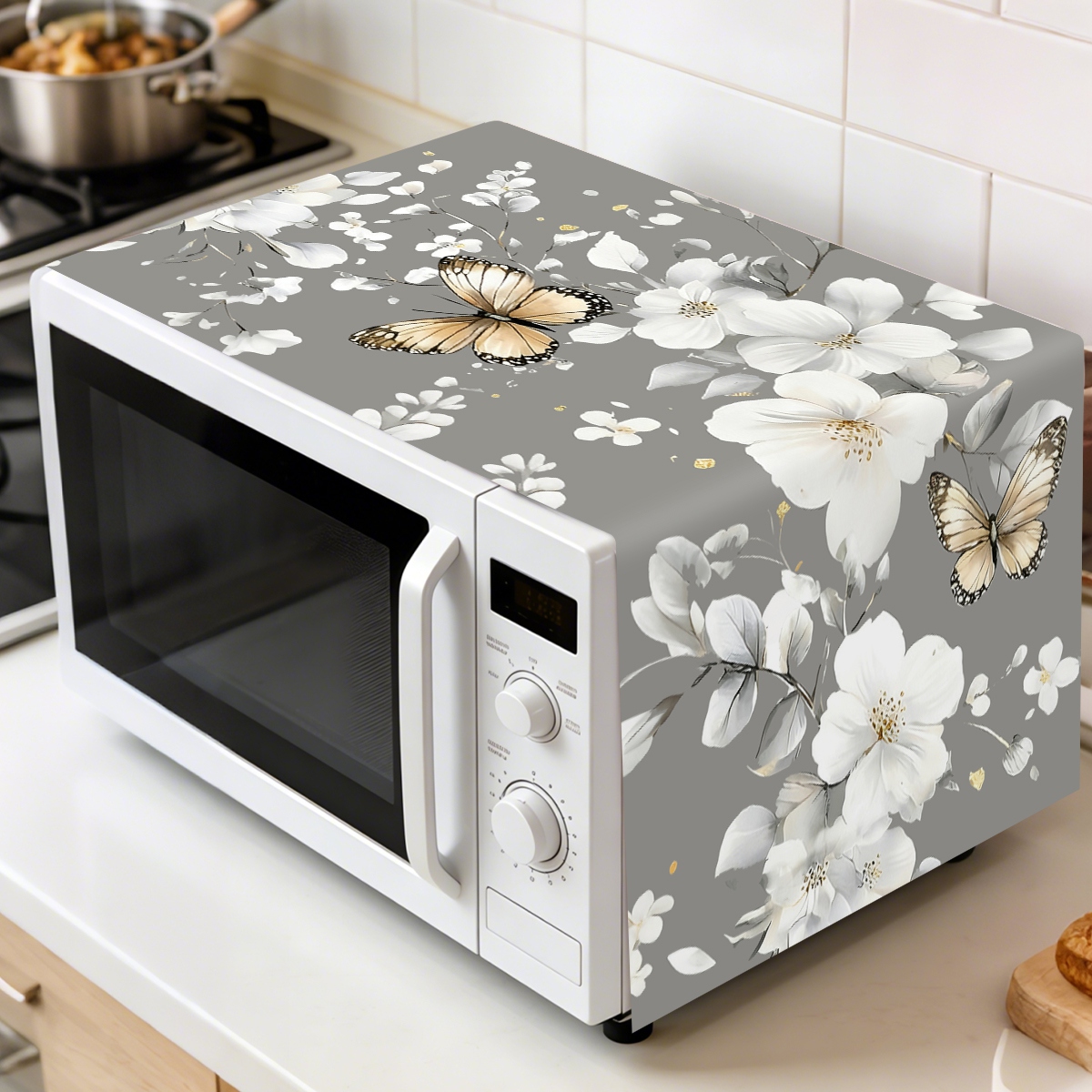 Kitchen Appliances Design - 1 Buah Penutup Debu Microwave Bunga