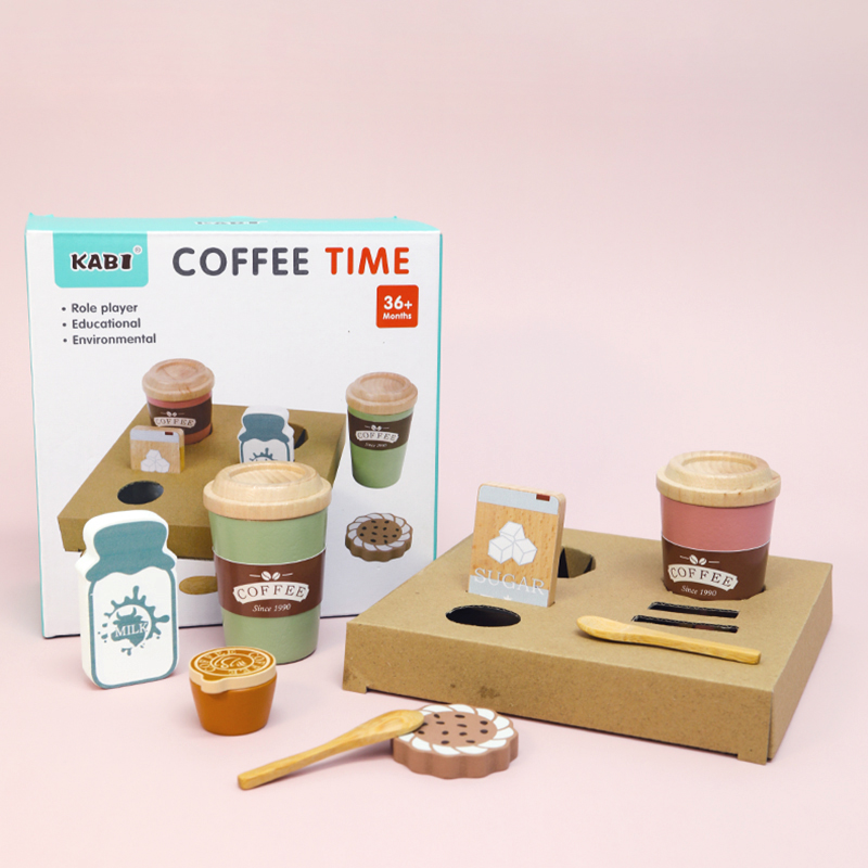 Kitchen Appliances Kids - Set mainan kopi kayu anak-anak, balita